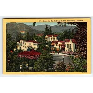 House In The Hollywood Hills California Linen Postcard 1940s Curt Teich Unposted